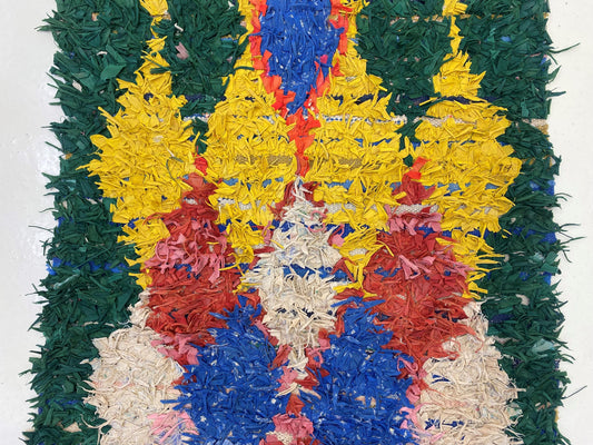 Moroccan Runner Rug 3x6, Diamond Boucherouite Runner.