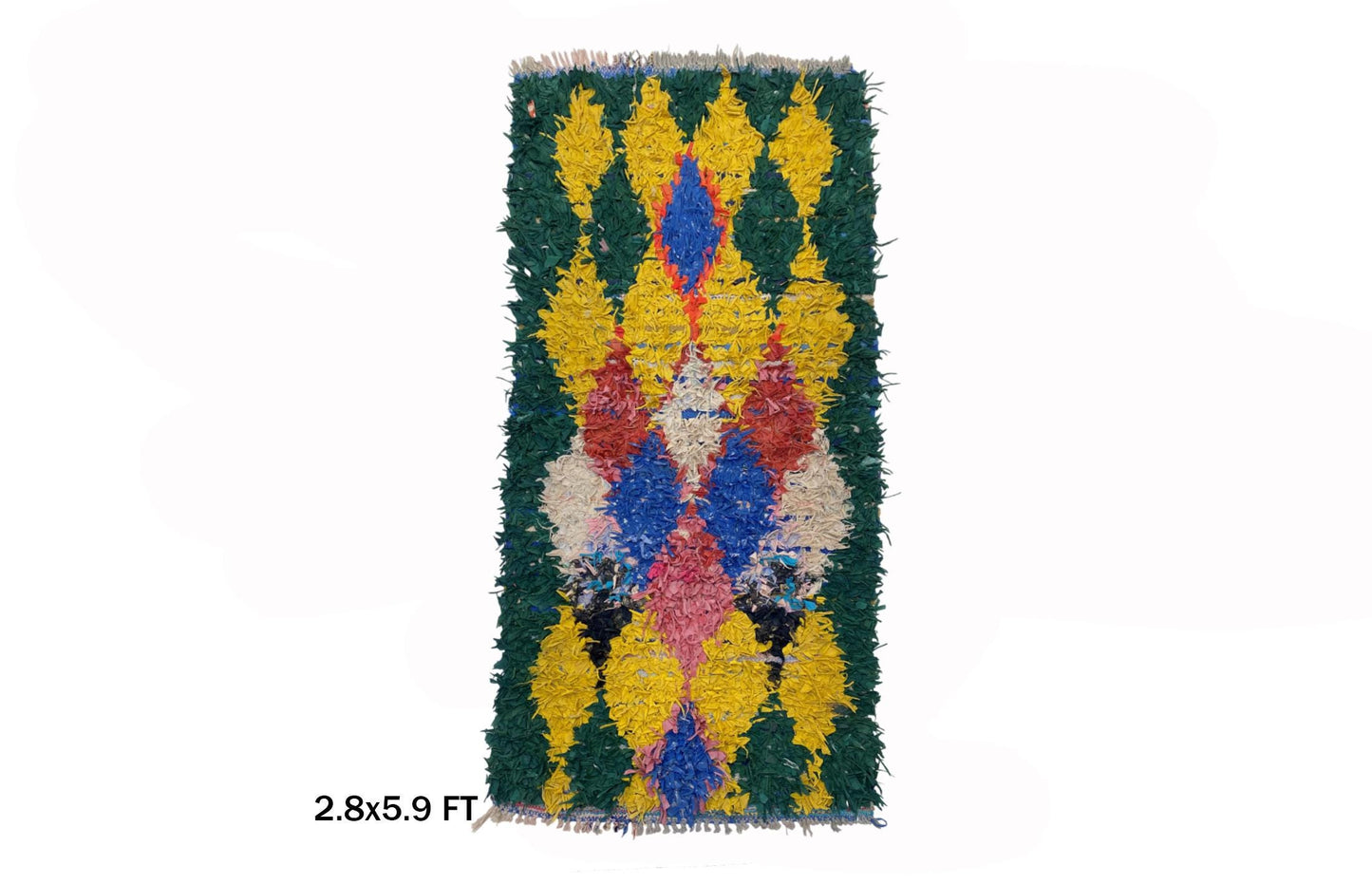 Moroccan Runner Rug 3x6, Diamond Boucherouite Runner.