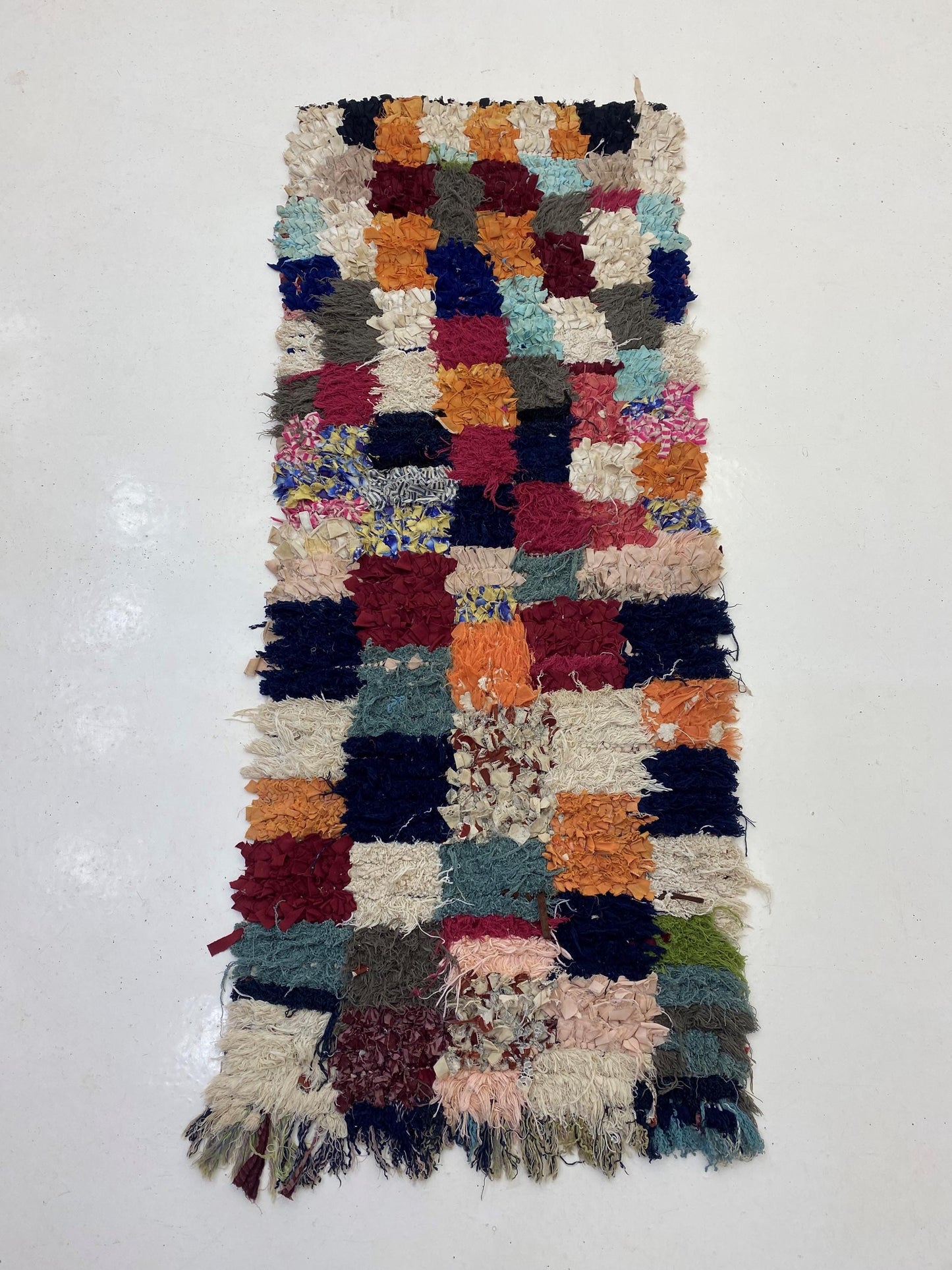 Moroccan Boho Boucherouite Runner Rug 2x6.