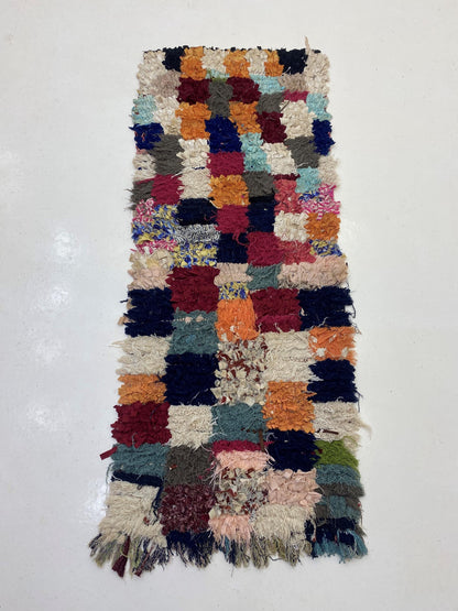 Moroccan Boho Boucherouite Runner Rug 2x6.