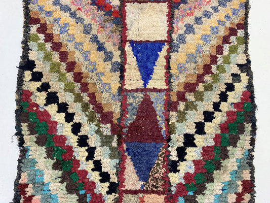 Vintage Boucherouite Boho Moroccan Rug 4x5.