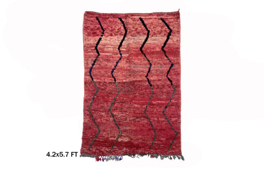 4x6 Moroccan Rug, Striped Vintage Wool Rug.
