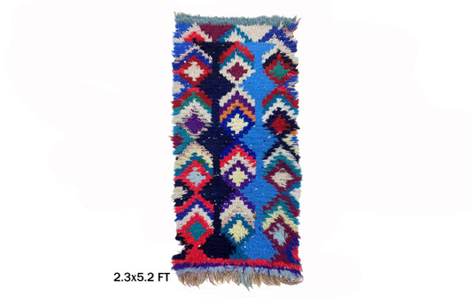 Petit tapis de couloir marocain vintage bohème 2x5.