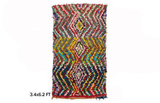 Moroccan Diamond 3x6 Rug, Unique Living room Decor.