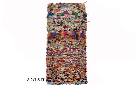 Narrow 3x7.5 Moroccan Rug Runner, Colorful Vintage Runner Rug.