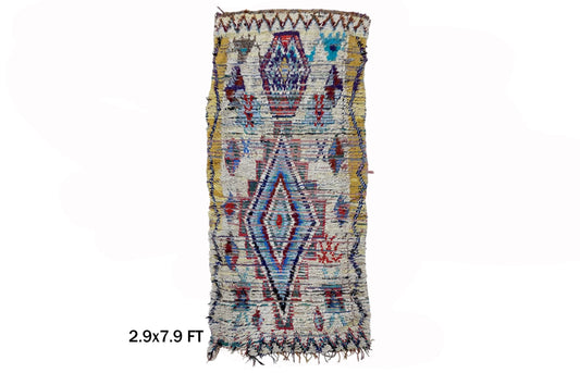 Moroccan Vintage old Rug Runner, Entryway 3x8 Runner Rug.