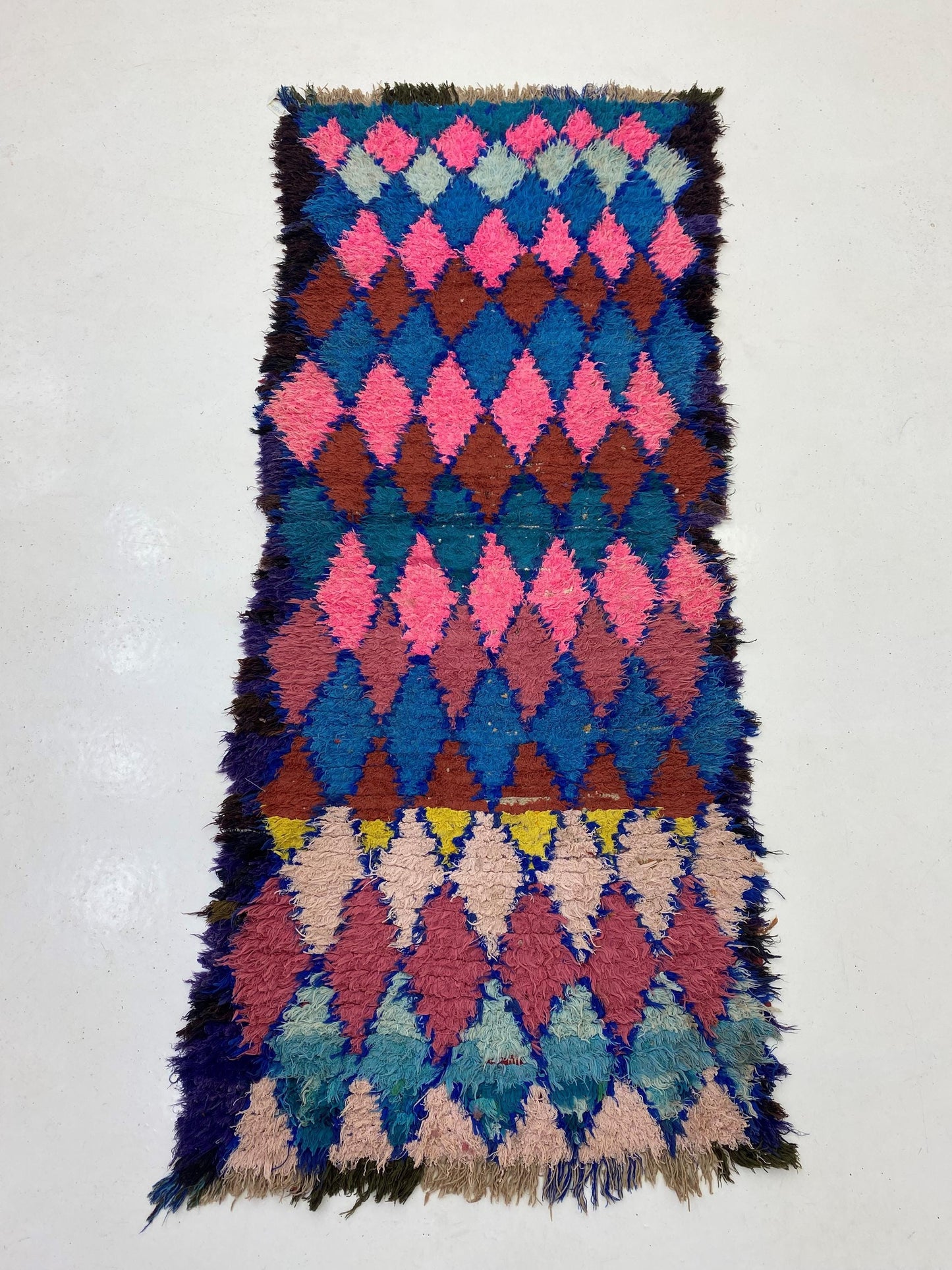 Diamond Moroccan 3x8 Runner, Berber Colorful Rug Runner.