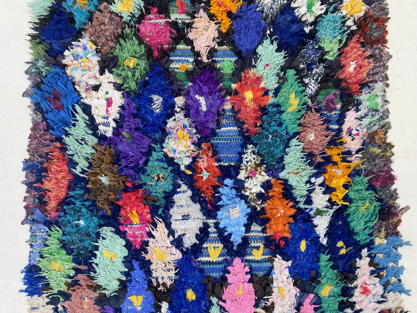 Moroccan Boucherouite 7x3 Runner: Diamond Vintage Runner Rug.