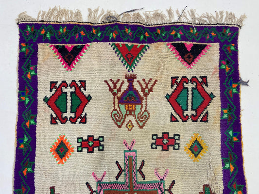 Bohemian 3x6 Moroccan Rug, Unique Geometric Wool Decor.