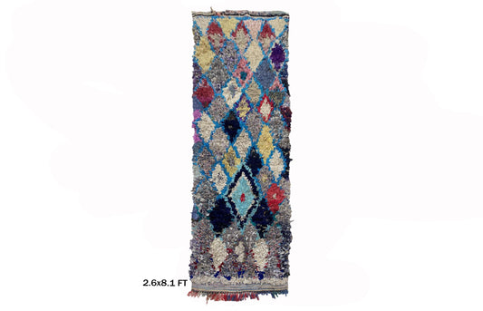 Diamond 3x8 Runner: Moroccan Vintage Rug Runner.