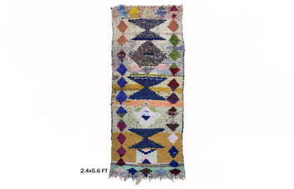 Small Moroccan runner: Vintage Colorful 2x6 Rug Runner.