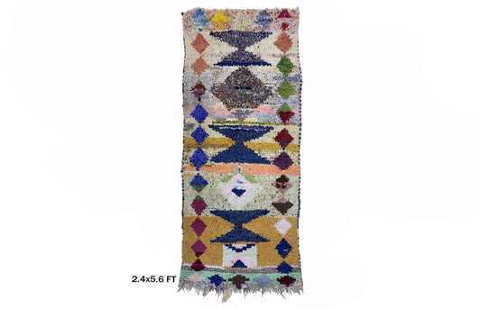 Small Moroccan runner: Vintage Colorful 2x6 Rug Runner.