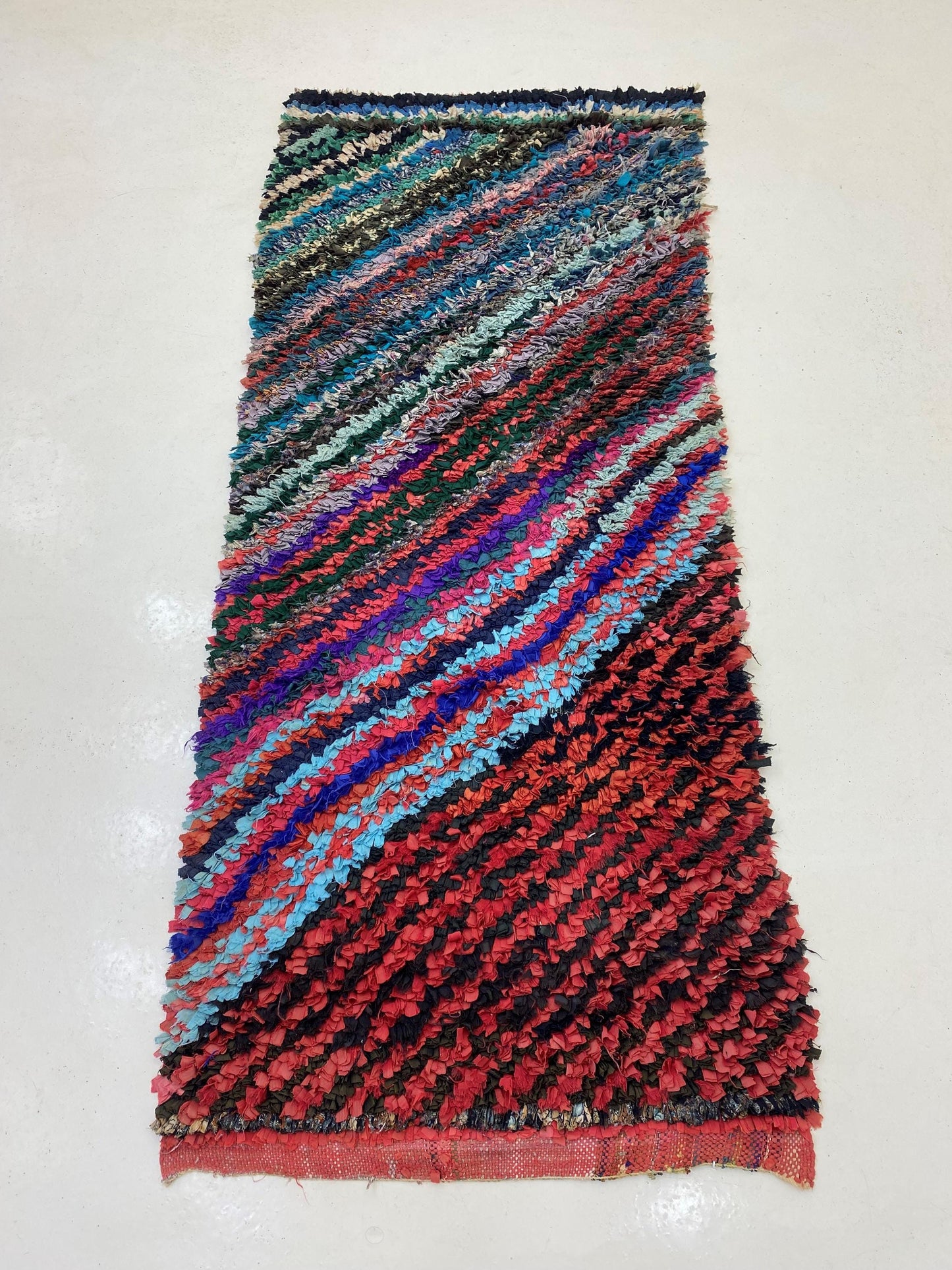 3x7 Moroccan Checkered Runner, Vintage Colorful Home Decor.