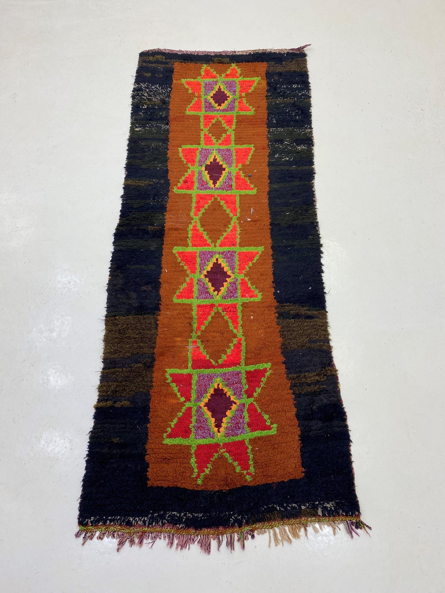 Moroccan Runner 3x7: Unique  Vintage Rug Runner.