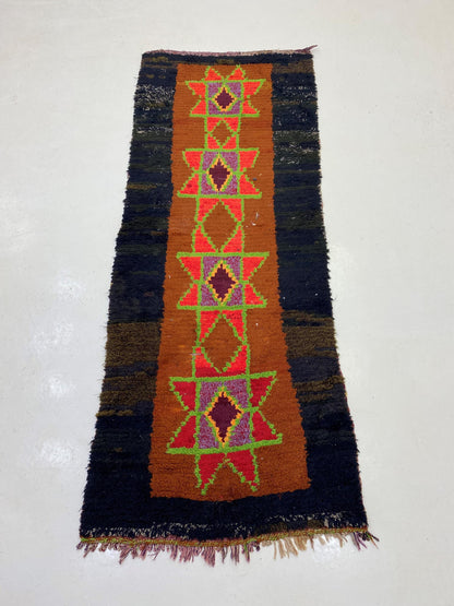 Moroccan Runner 3x7: Unique  Vintage Rug Runner.