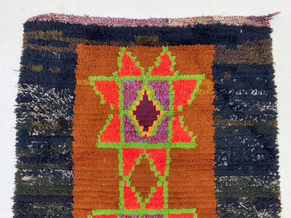Moroccan Runner 3x7: Unique  Vintage Rug Runner.