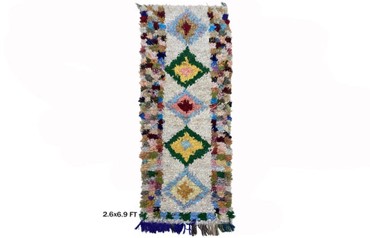 Moroccan Rug 3x7: Berber Vintage Runner, Unique Diamond Runner.