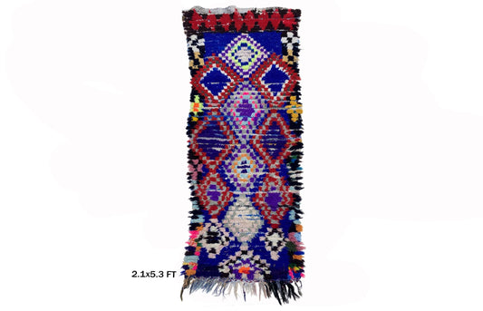 Tapis de couloir marocain petit format 2x5, tapis de couloir vintage à motif de diamants.