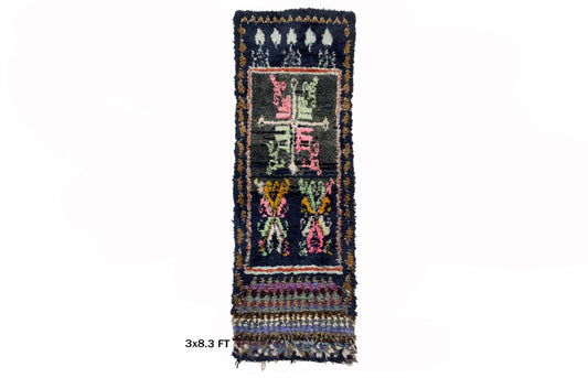 Vintage Moroccan 3x8 Runner Rug, Unique Home Decor Addition.