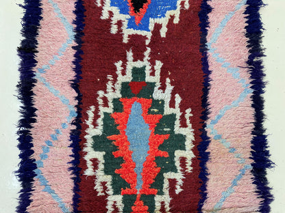 Unique Moroccan 3x7 Rug Runner, Diamond Vintage Runner.