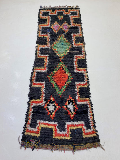 Moroccan 3x9.5 Runner, Vintage Colorful Rug Runner.