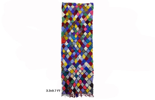 Diamond Moroccan 3x10 Runner, Vintage Boho Rug Runner.