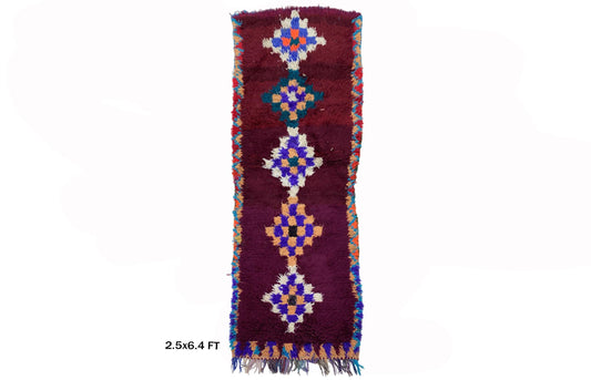 2.5x6 Moroccan Runner, Colorful Vintage Home Decor.