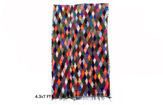 4x7 Colorful Moroccan Unique Area Rug.