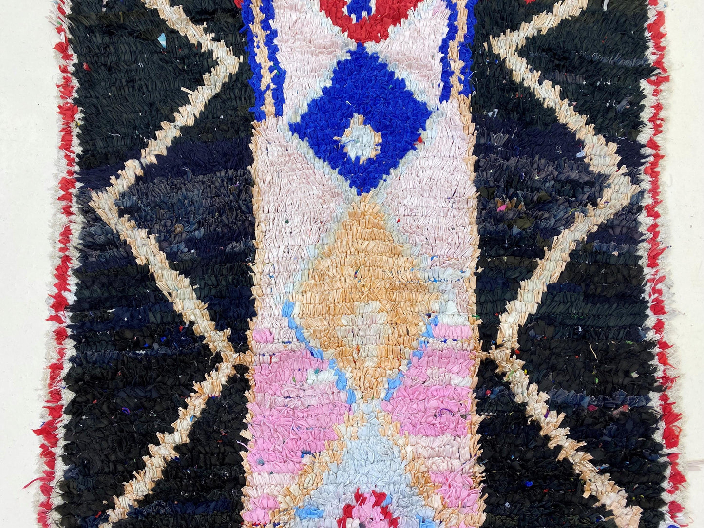 4x6 vintage Moroccan rug, Colorful diamond Area Rug.