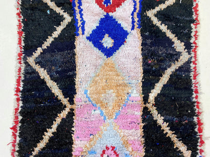 4x6 vintage Moroccan rug, Colorful diamond Area Rug.