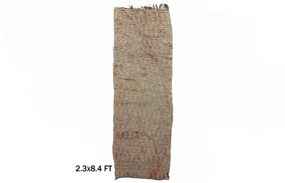 Long 2x8 Moroccan Rug Runner, Vintage Minimalist Boho Runner.