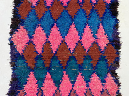 Diamond Moroccan 3x8 Runner, Berber Colorful Rug Runner.