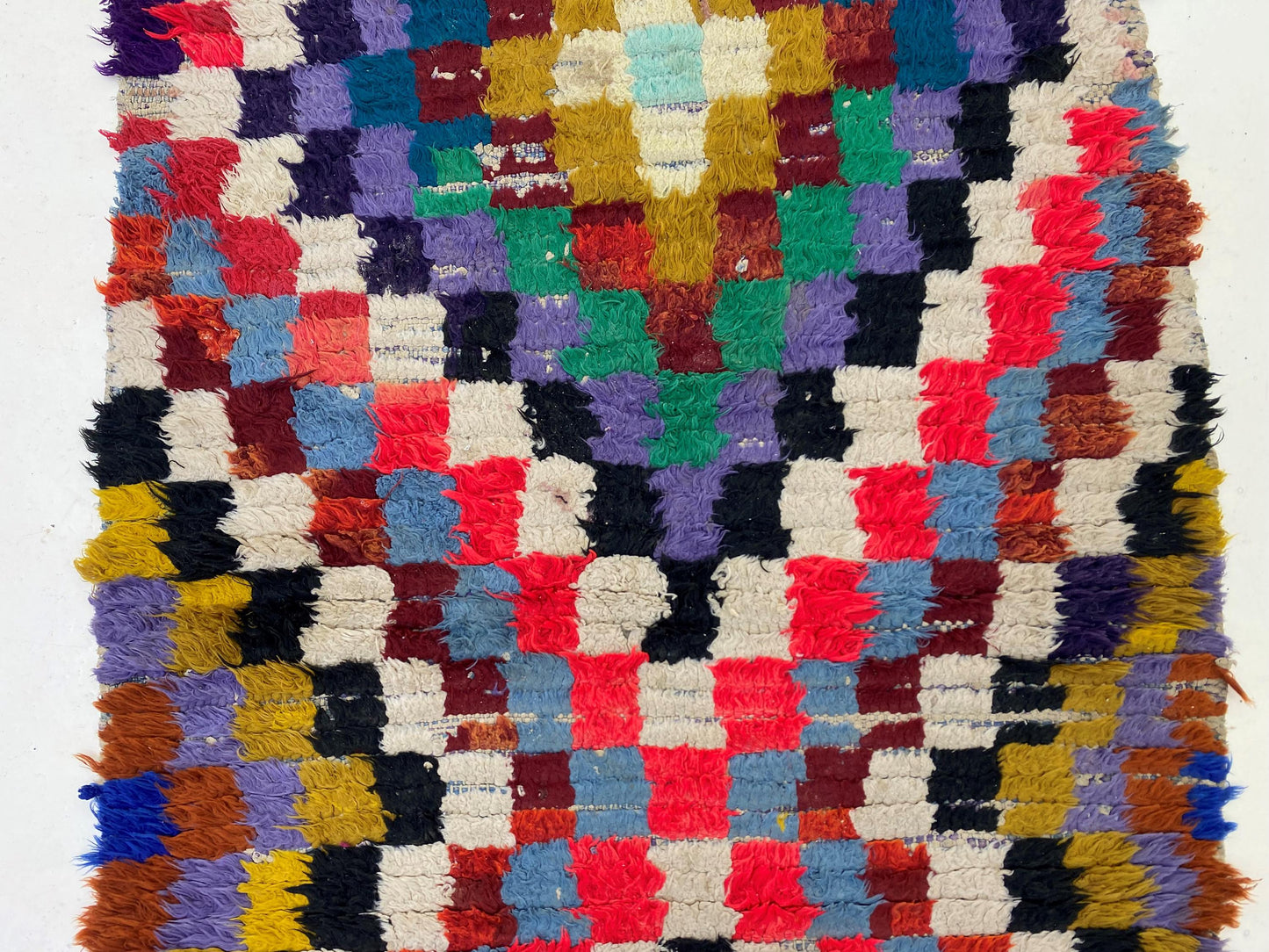 Checkered Moroccan 3x6 Runner, Diamond Colorful Rug Runner.