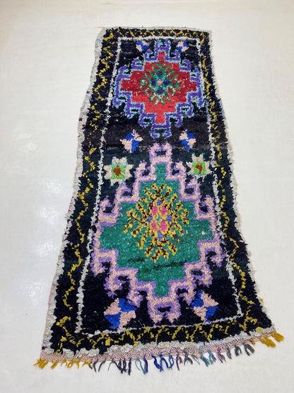 3.5x9 Long Moroccan Runner, Berber Colorful Rug Runner.