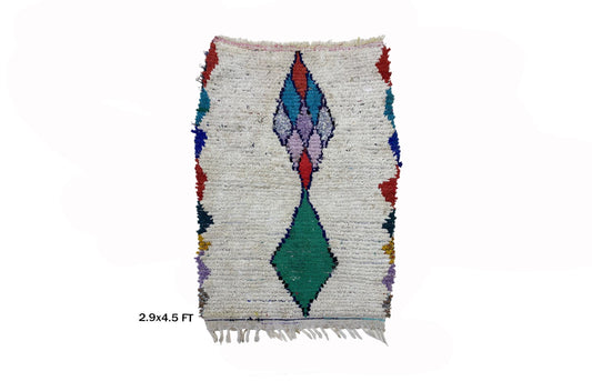 Small Moroccan Rug 3x4.5: Vintage Diamond rug.