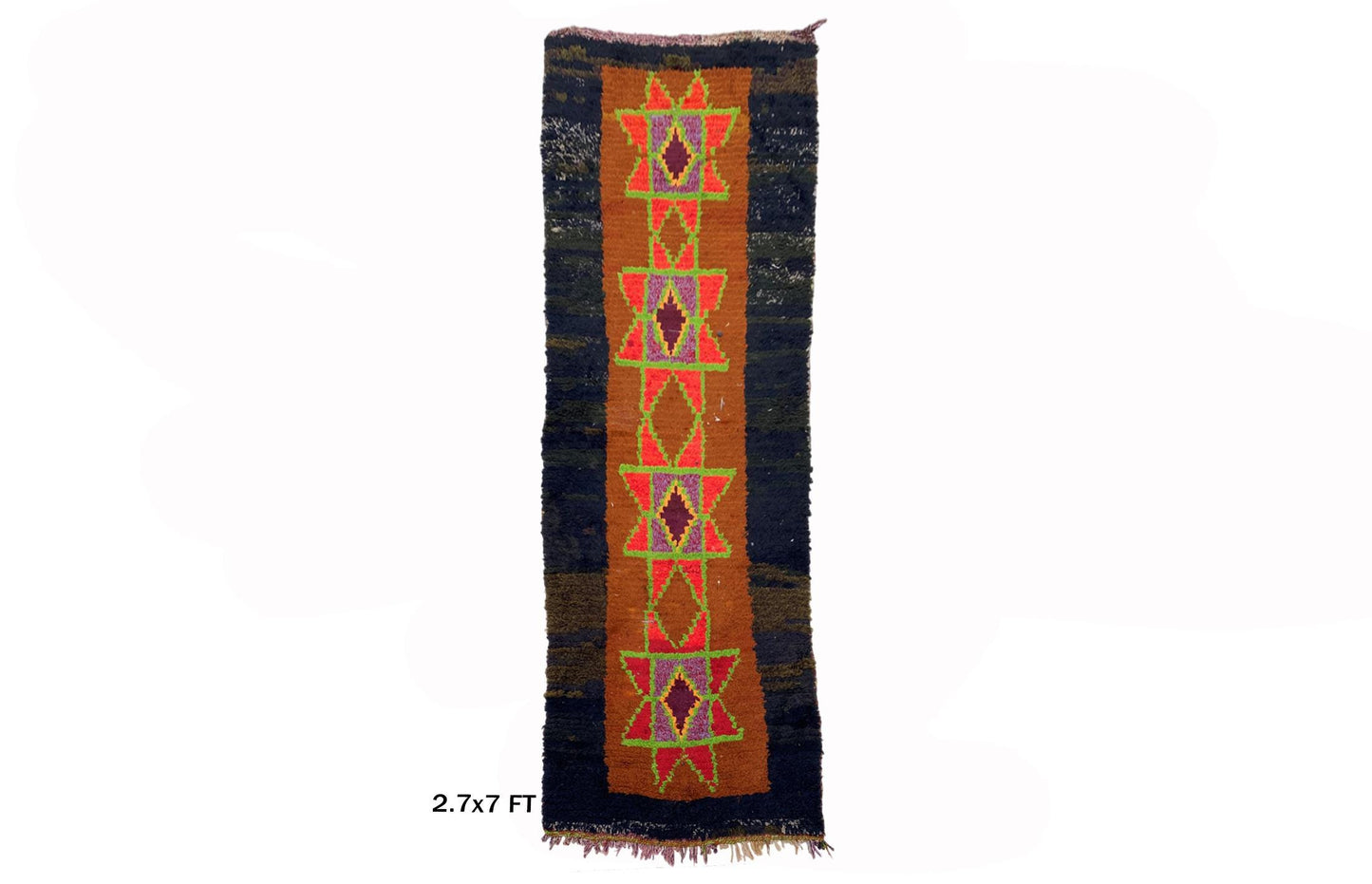 Moroccan Runner 3x7: Unique  Vintage Rug Runner.