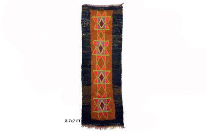 Moroccan Runner 3x7: Unique  Vintage Rug Runner.