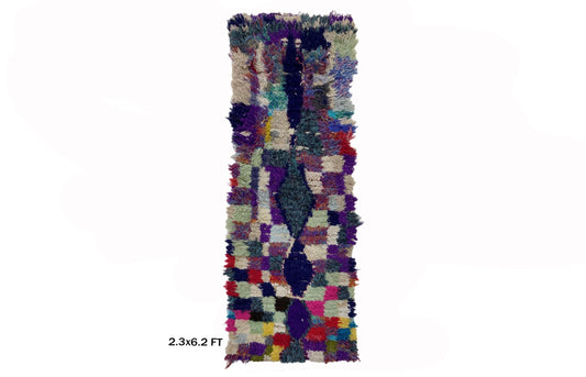 Small Moroccan Runner 2x6, Vintage Diamond Rug Runner.