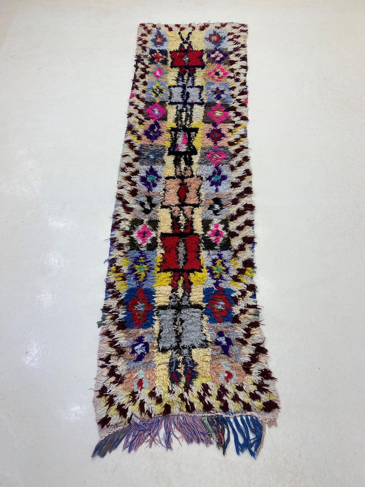 Colorful Vintage Moroccan Rug Runner 3x9.5.