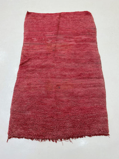 4x6 Moroccan Solid Rug, Vintage Berber Red Rug.